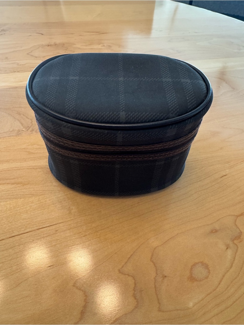 Genuine Burberry Men's Checked Toiletry Bag in Black/Brown